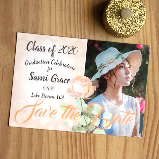 ほこりっぽい桃ヴィンテージ植物卒業 アドバイスカード