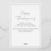 ほこりっぽい梅の感謝祭の家族写真 箔シーズンカード (裏面)