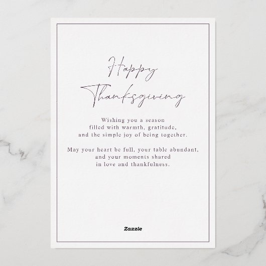 ほこりっぽい梅の感謝祭の家族写真 箔シーズンカード (裏面)