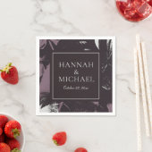 ほこりっぽい梅茄子抽象芸術結婚フローラ スタンダードカクテルナプキン (インサイチュ)