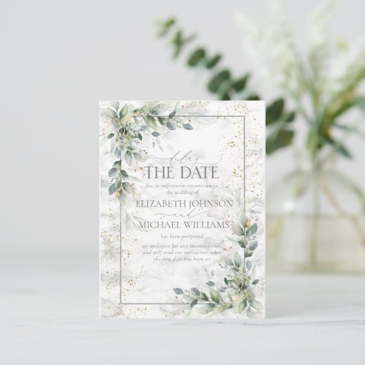 ほこりっぽい植物性の緑の金ゴールドは日付を遅らせる ポストカード (スタンド正面)