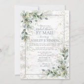 ほこりっぽい植物性の緑の金ゴールドシャワーbyメール 招待状 (正面)