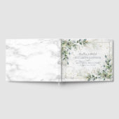 ほこりっぽい植物緑の金ゴールドマーブル結婚ズ ゲストブック (全面)