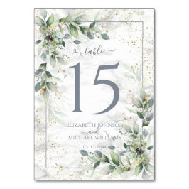 ほこりっぽい植物緑の金ゴールドマーブル結婚ズ テーブルナンバー