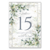 ほこりっぽい植物緑の金ゴールドマーブル結婚ズ テーブルナンバー (裏面)