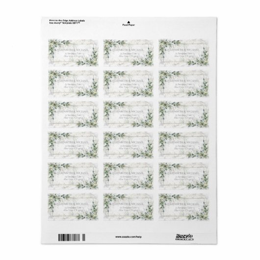 ほこりっぽい植物緑の金ゴールド大理石アドレス ラベル (フルシート)