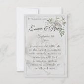 ほこりっぽい白いバラの結婚詳細エンクロージャカード 出欠カード (正面)