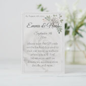 ほこりっぽい白いバラの結婚詳細エンクロージャカード 出欠カード (スタンド正面)