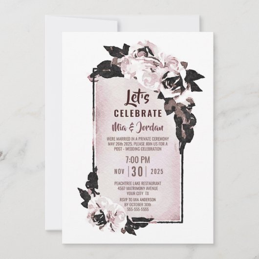 ほこりっぽい祝バラフローラの駆け落ち 招待状 (正面)