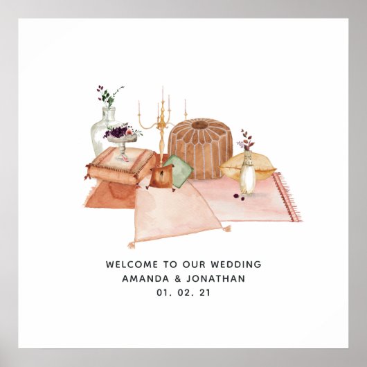 ほこりっぽい秋の神社ボヘミアン結婚の歓迎 ポスター (正面)