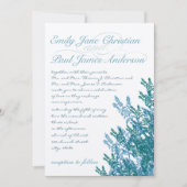 ほこりっぽい穏やかな青とティール(緑がかった色)野生結婚の花 招待状 (正面)