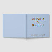 ほこりっぽい空の青いゲストブックギフト, パーソナライズされたラグジュアリー ゲストブック (全面)
