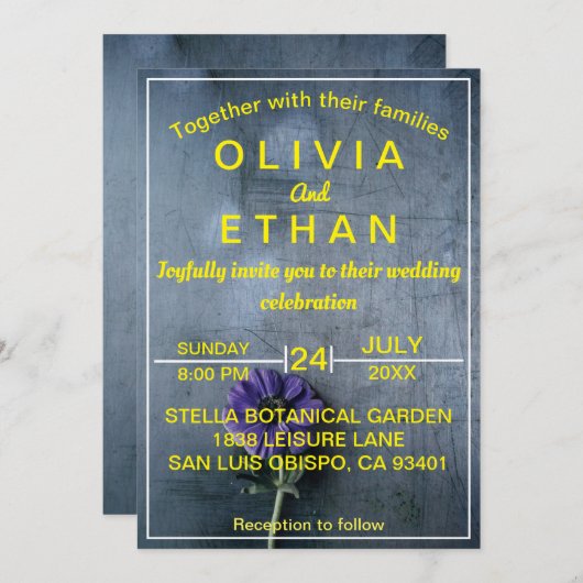 ほこりっぽい素朴な金ゴールドエレガントなウェディング招待状 招待状 (正面/裏面)