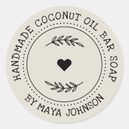 ほこりっぽい素朴アイボリーグリーンリーハンドメイド ラウンドシール