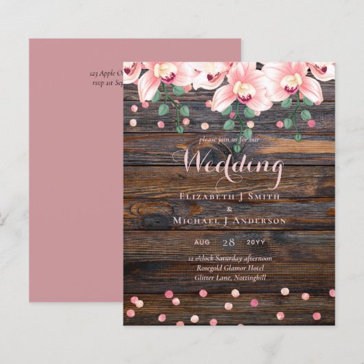 ほこりっぽい素朴バラピンクフローラ結婚ズ (正面/裏面)