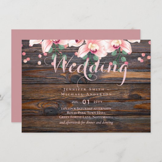 ほこりっぽい素朴バラピンクフローラ結婚ズ (正面/裏面)