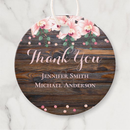 ほこりっぽい素朴バラピンクフローラ結婚ズ フェイバータグ (正面)