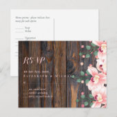 ほこりっぽい素朴バラピンクフローラ結婚ズ ポストカード (正面/裏面)