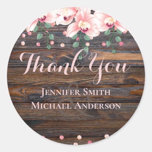 ほこりっぽい素朴バラピンクフローラ結婚ズ ラウンドシール (正面)