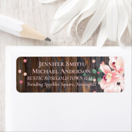 ほこりっぽい素朴バラピンクフローラ結婚ズ ラベル