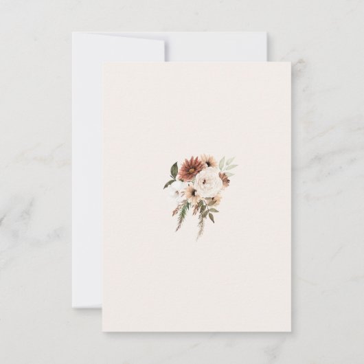 ほこりっぽい素朴ピンクと緑のフローラ結婚式RSVP 出欠カード (裏面)