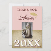 ほこりっぽい素朴ピンクの卒業生2写真卒業 サンキューカード (正面)