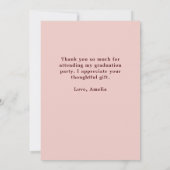 ほこりっぽい素朴ピンクの卒業生2写真卒業 サンキューカード (裏面)