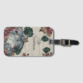 ほこりっぽい素朴ブルーパンプキン紅葉グレーウッド ラゲッジタグ (正面横)