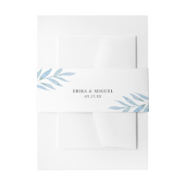 ほこりっぽい素朴ブルーボタニカルエレガントな結婚式 招待状ベリーバンド