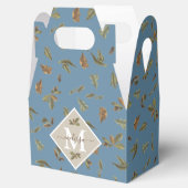 ほこりっぽい素朴ブルー葉ブラウンモノグラムのズ フェイバーボックス (オープン)