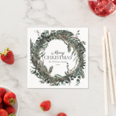 ほこりっぽい素朴冬のリースメリークリスマス スタンダードカクテルナプキン (インサイチュ)