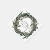 ほこりっぽい素朴冬のリースメリークリスマス スタンダードカクテルナプキン (角)