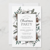 ほこりっぽい素朴冬の水の色のクリスマスパーティー 招待状 (正面)