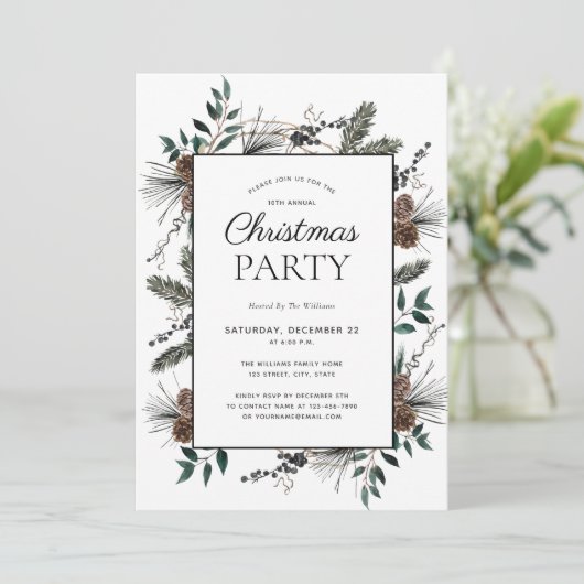 ほこりっぽい素朴冬の水の色のクリスマスパーティー 招待状 (スタンド正面)