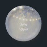 ほこりっぽい素朴青いストリングラ結婚イト ペーパープレート<br><div class="desc">国素朴夏の夜ダスティブルーの結婚紙プレート</div>