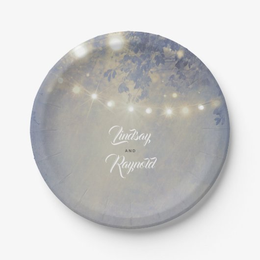 ほこりっぽい素朴青いストリングラ結婚イト ペーパープレート (正面)