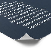 ほこりっぽい素朴青と白のバラのシーティングチャート ポスター (角)