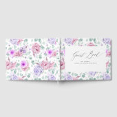 ほこりっぽい紫とピンクのフローラエレガントな結婚式 ゲストブック (全面)