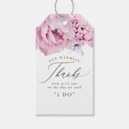 ほこりっぽい紫とピンクの花エレガントありがとう ギフトタグ