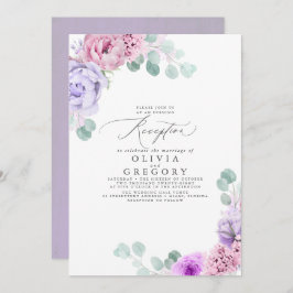 ほこりっぽい紫とピンク結婚の夕べ披露宴 招待状
