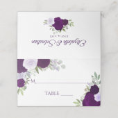 ほこりっぽい紫と梅のバラエレガントなウェディングイ書ン – イン プレイスカード (外部開封)