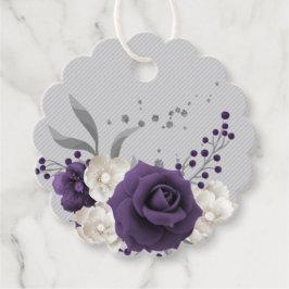 ほこりっぽい紫と白の花と銀の葉 フェイバータグ