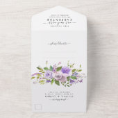 ほこりっぽい紫のエレガントフローラ結婚ズ オールインワン招待状 (外側)