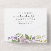 ほこりっぽい紫のエレガントフローラ結婚ズ オールインワン招待状 (裏面)