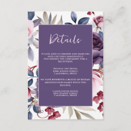 ほこりっぽい紫のバラフローラ水結婚色の エンクロージャーカード