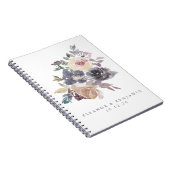 ほこりっぽい紫のフローラ水色カスタムウェディング ノートブック (右側)