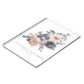 ほこりっぽい紫のフローラ水色カスタムウェディング ノートブック (左側)