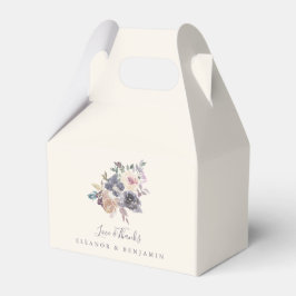 ほこりっぽい紫のフローラ水色カスタムウェディング フェイバーボックス