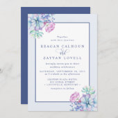 ほこりっぽい紫の多肉植物結婚の 招待状 (正面/裏面)