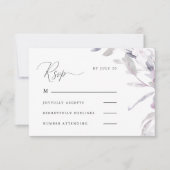 ほこりっぽい紫の書道とフローラRsvp 出欠カード (正面)